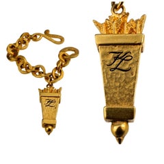 Vintage KARL LAGERFELD KL Logo Arrow Quiver Charm Bracelet