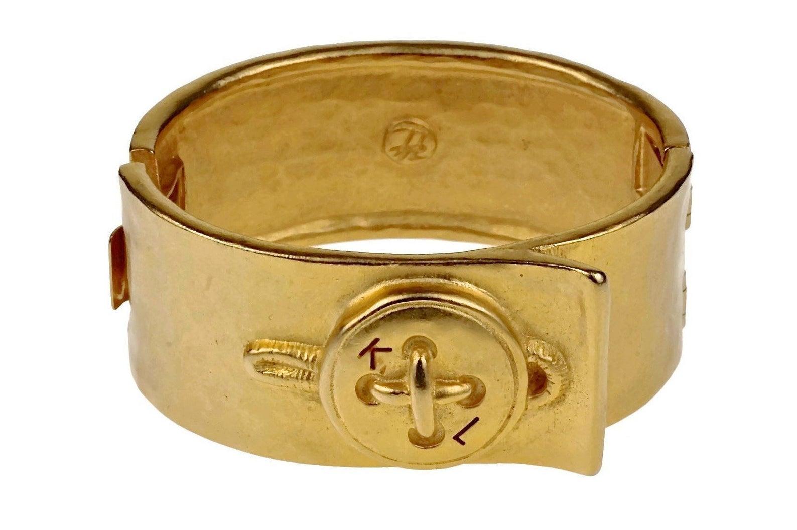 Manchette fantaisie vintage KARL LAGERFELD KL à boutons avec logo Unisexe en vente