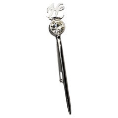 Vintage KARL LAGERFELD KL Logo Long Silver Brooch