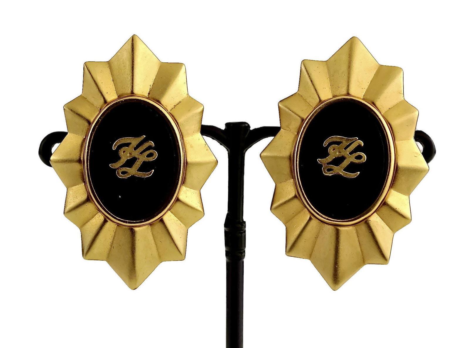 Vintage Karl Lagerfeld KL Logo Sun Earrings In Excellent Condition For Sale In Kingersheim, Alsace