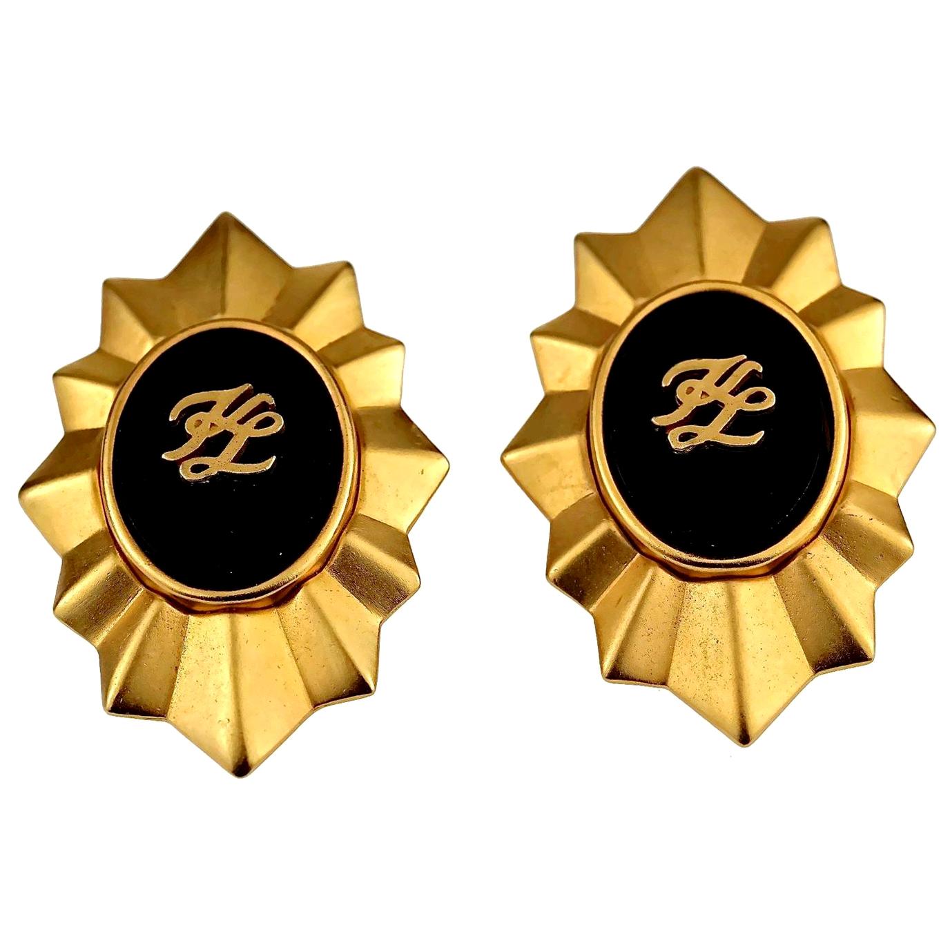 Vintage Karl Lagerfeld KL Logo Sun Earrings