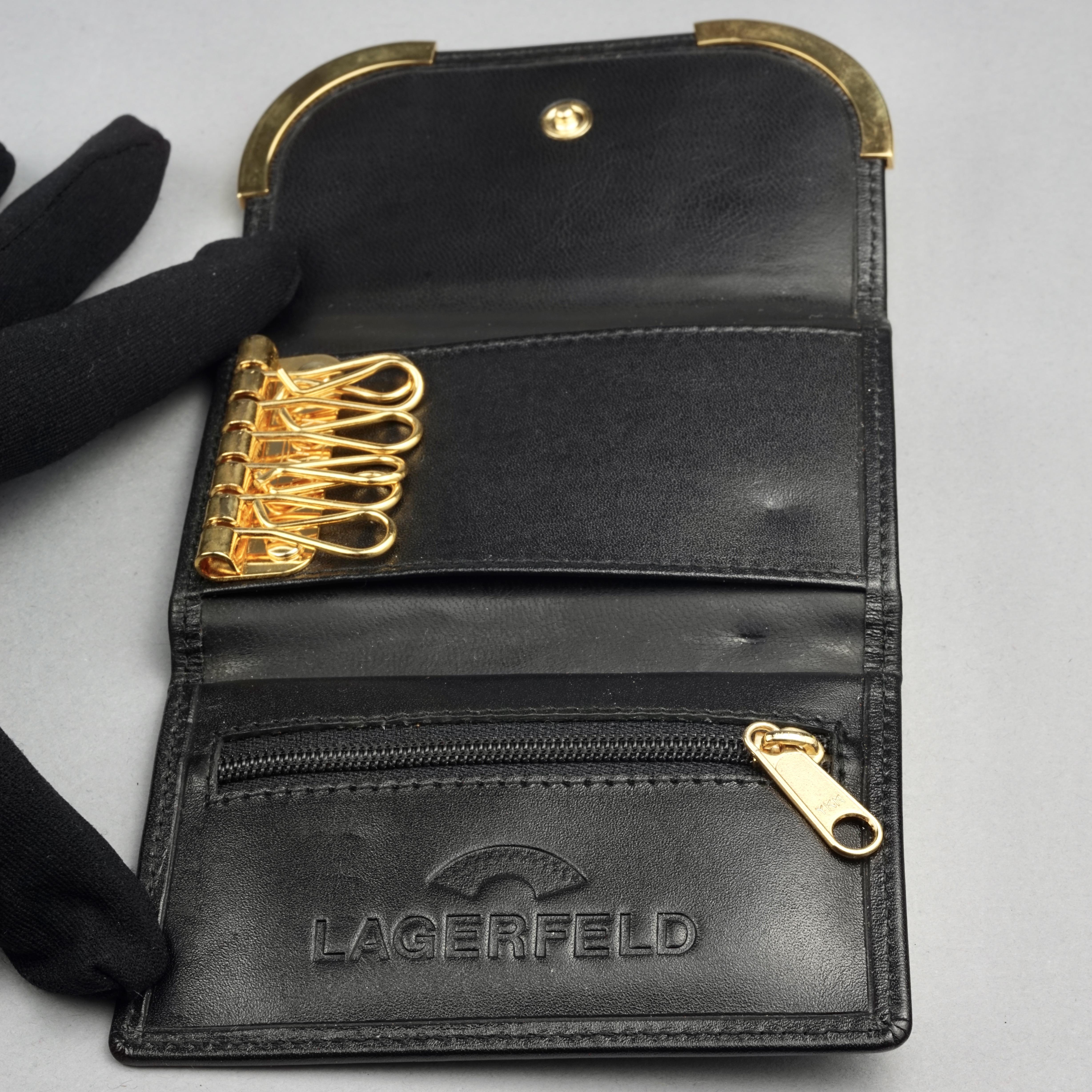 Vintage KARL LAGERFELD Logo Black Leather Key Holder Wallet In Good Condition For Sale In Kingersheim, Alsace