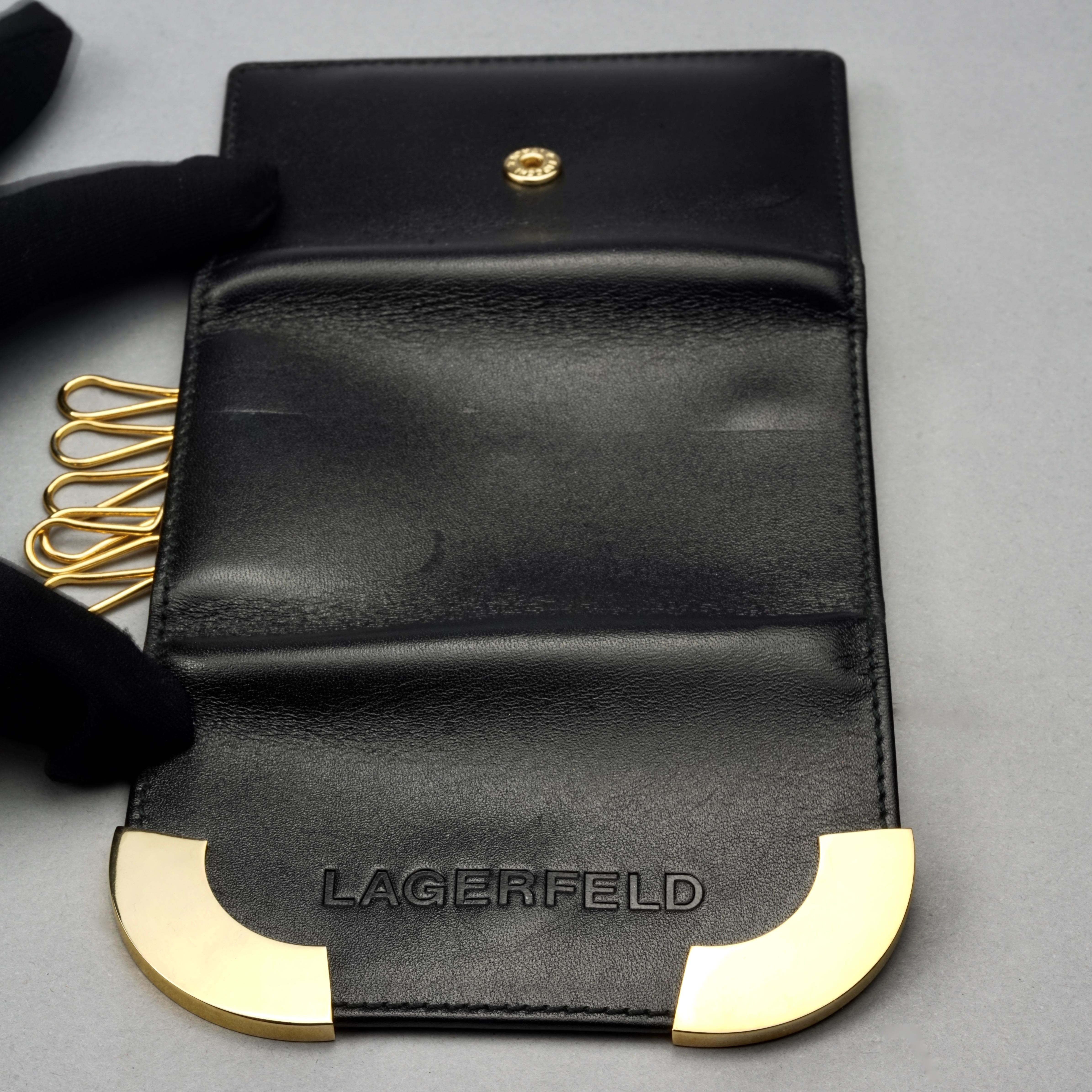 Women's or Men's Vintage KARL LAGERFELD Logo Black Leather Key Holder Wallet For Sale