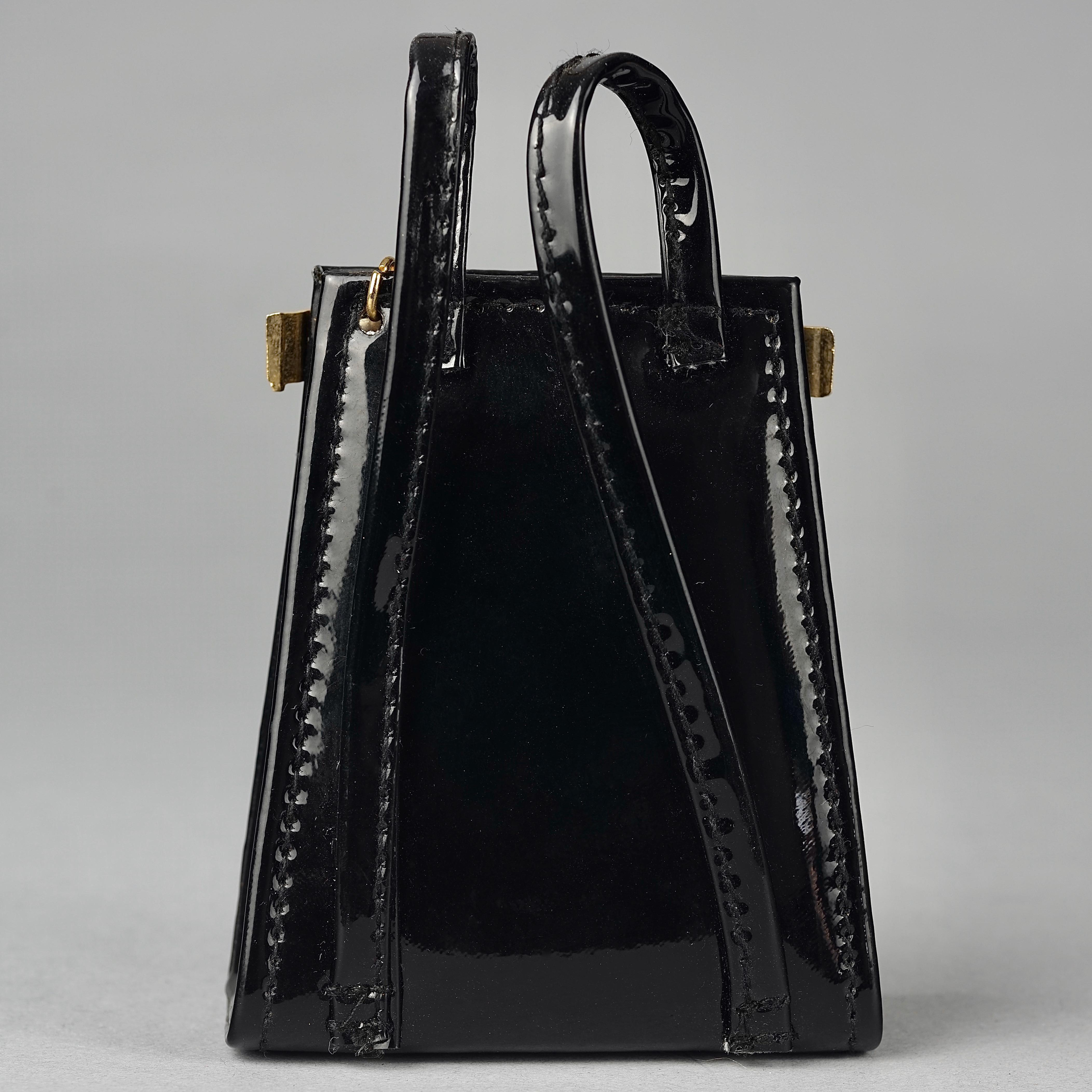 Women's or Men's Vintage KARL LAGERFELD Logo Black Patent Coin Purse Mini Belt Bag