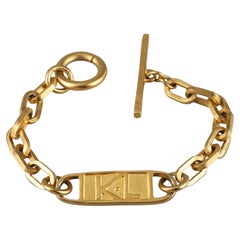 Vintage KARL LAGERFELD Logo ID Plate Chain Bracelet