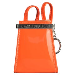 Vintage KARL LAGERFELD Logo Orange Patent Coin Purse Mini Belt Bag