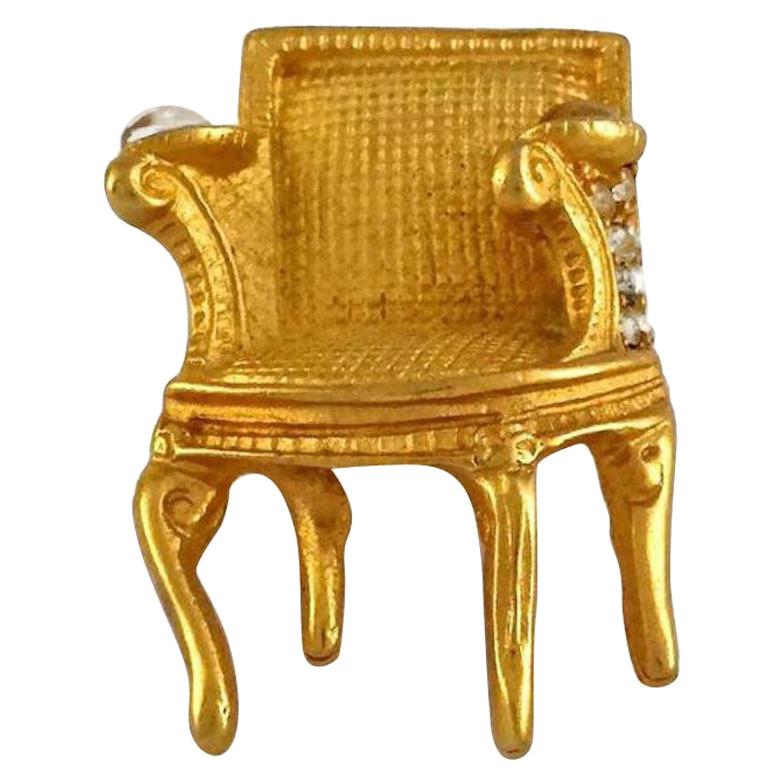 Vintage KARL LAGERFELD Louis XVI Chair Tie Tack Pin Brooch For Sale