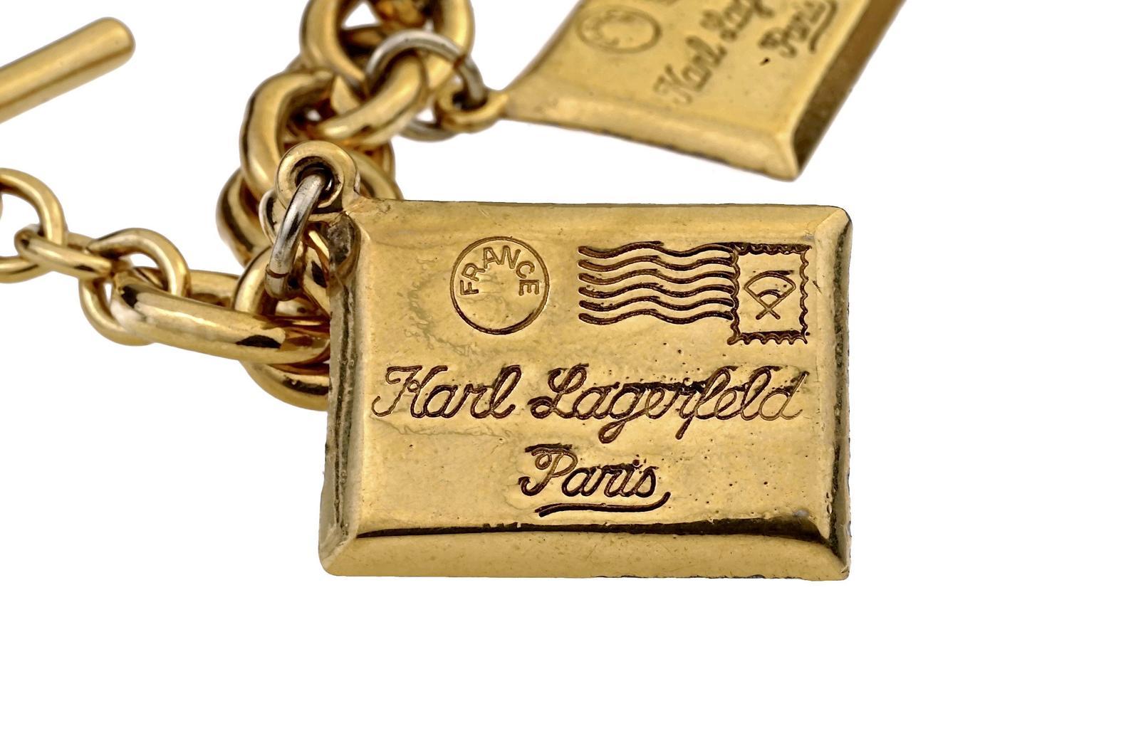 Vintage KARL LAGERFELD Mailing Address Postage Stamp Bracelet 1