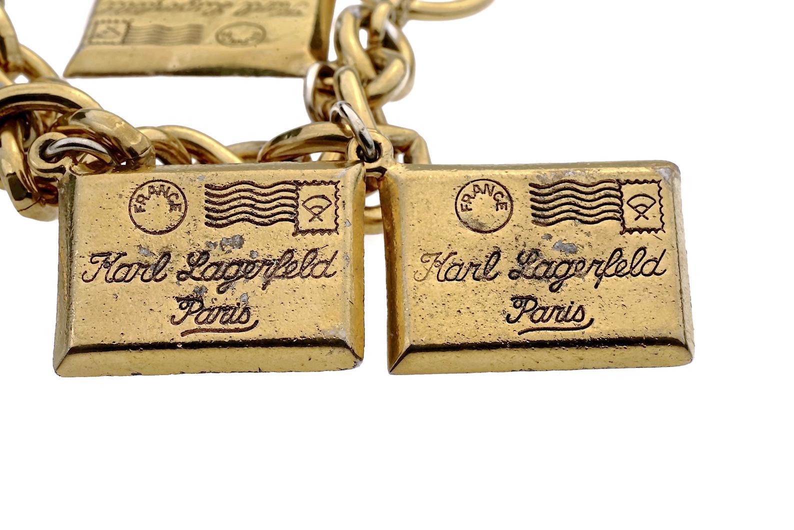 Vintage KARL LAGERFELD Mailing Address Postage Stamp Bracelet 3