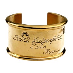 Vintage KARL LAGERFELD Mailing Address Postage Stamp Cuff Bracelet