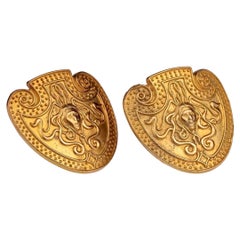 Vintage KARL LAGERFELD Medusa Shield Earrings
