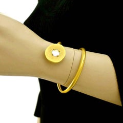 Vintage KARL LAGERFELD Modernist Spiral Rhinestone Cuff Bracelet