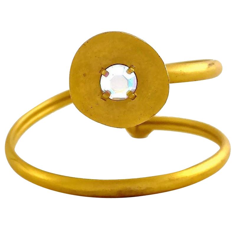 Pre-owned Karl Lagerfeld Vintage Modernist Spiral Rhinestone Cuff Bracelet In Orange