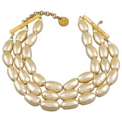 Vintage KARL LAGERFELD Multi Layer Oval Pearl Necklace