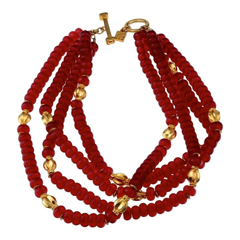 Collar gargantilla vintage KARL LAGERFELD de cuentas de varias vueltas en venta