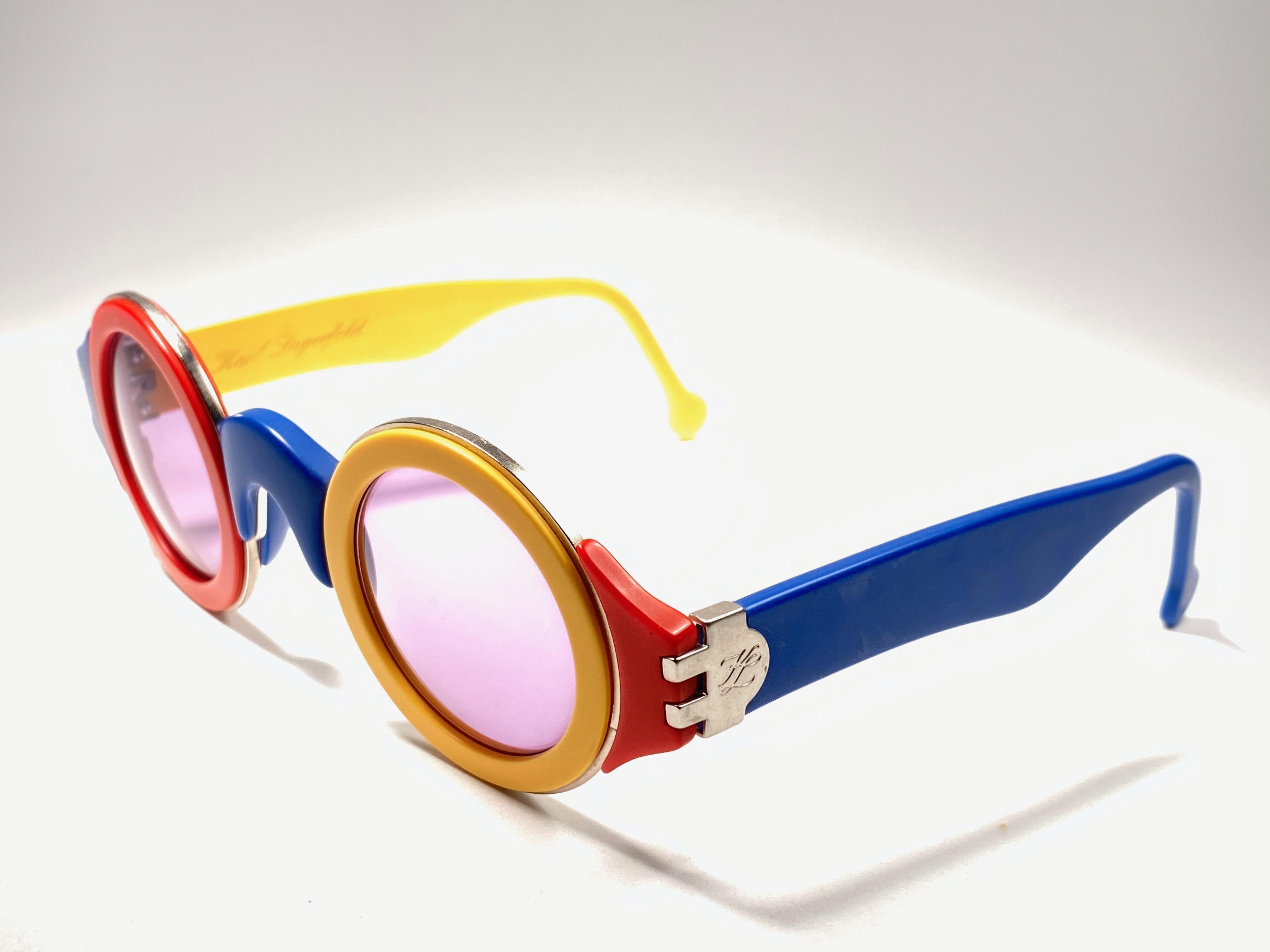 Beige Vintage Karl Lagerfeld Numbered Edition 3604  Sunglasses Made In Germany, 1980s For Sale