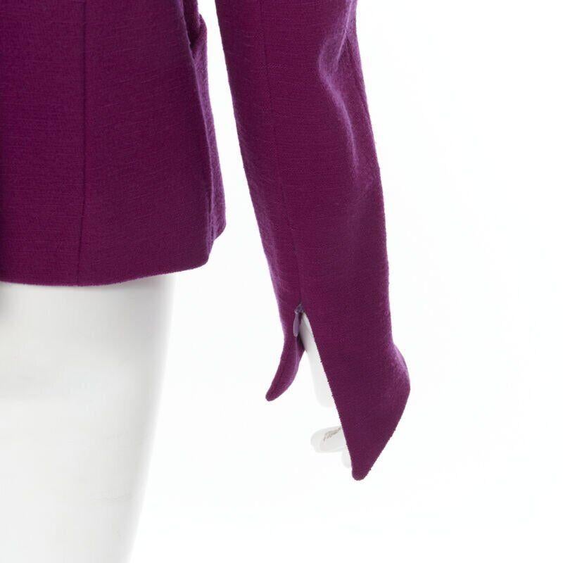 vintage KARL LAGERFELD purple wool graphic button paneled blazer skirt suit FR36 in vendita 5