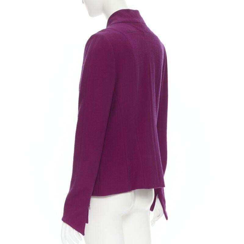vintage KARL LAGERFELD purple wool graphic button paneled blazer skirt suit FR36 in vendita 2