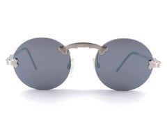 Vintage Karl Lagerfeld Rimless Brushed Silver Frame 90'S Germany Sunglasses