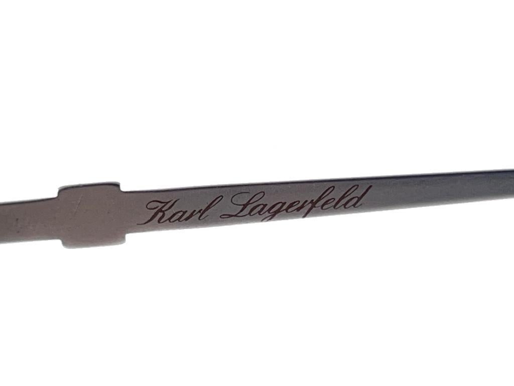 Vintage Karl Lagerfeld Rimless Brushed Silver Frame 90'S Germany Sunglasses For Sale 4