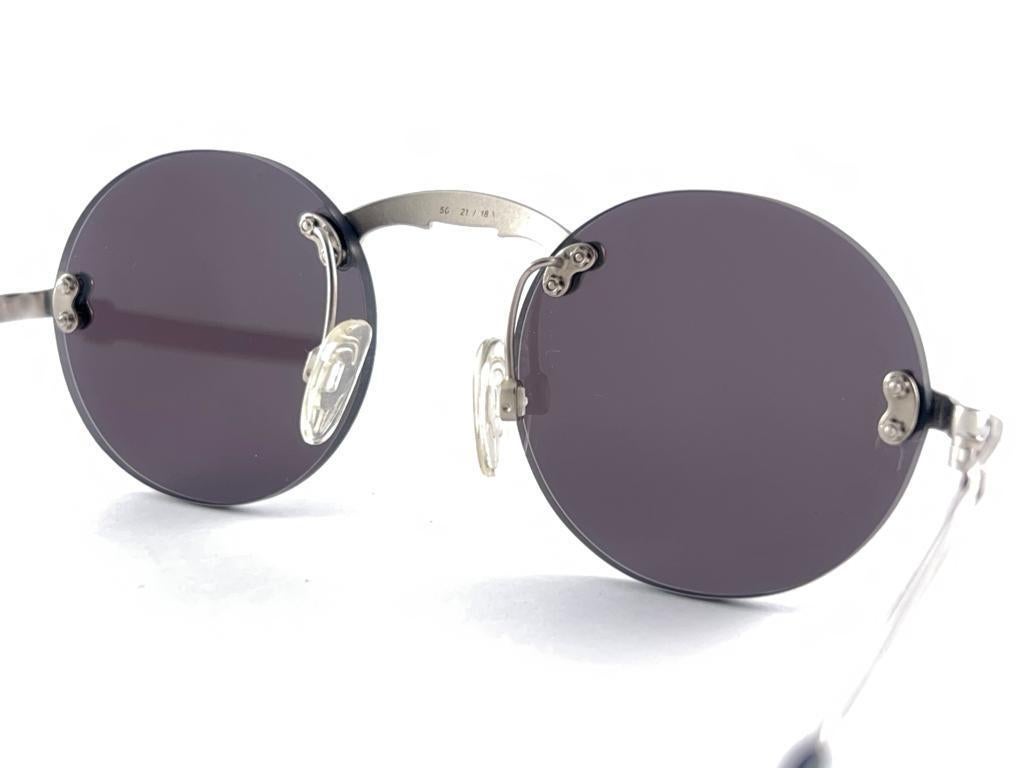 Vintage Karl Lagerfeld Rimless Brushed Silver Frame 90'S Germany Sunglasses For Sale 5