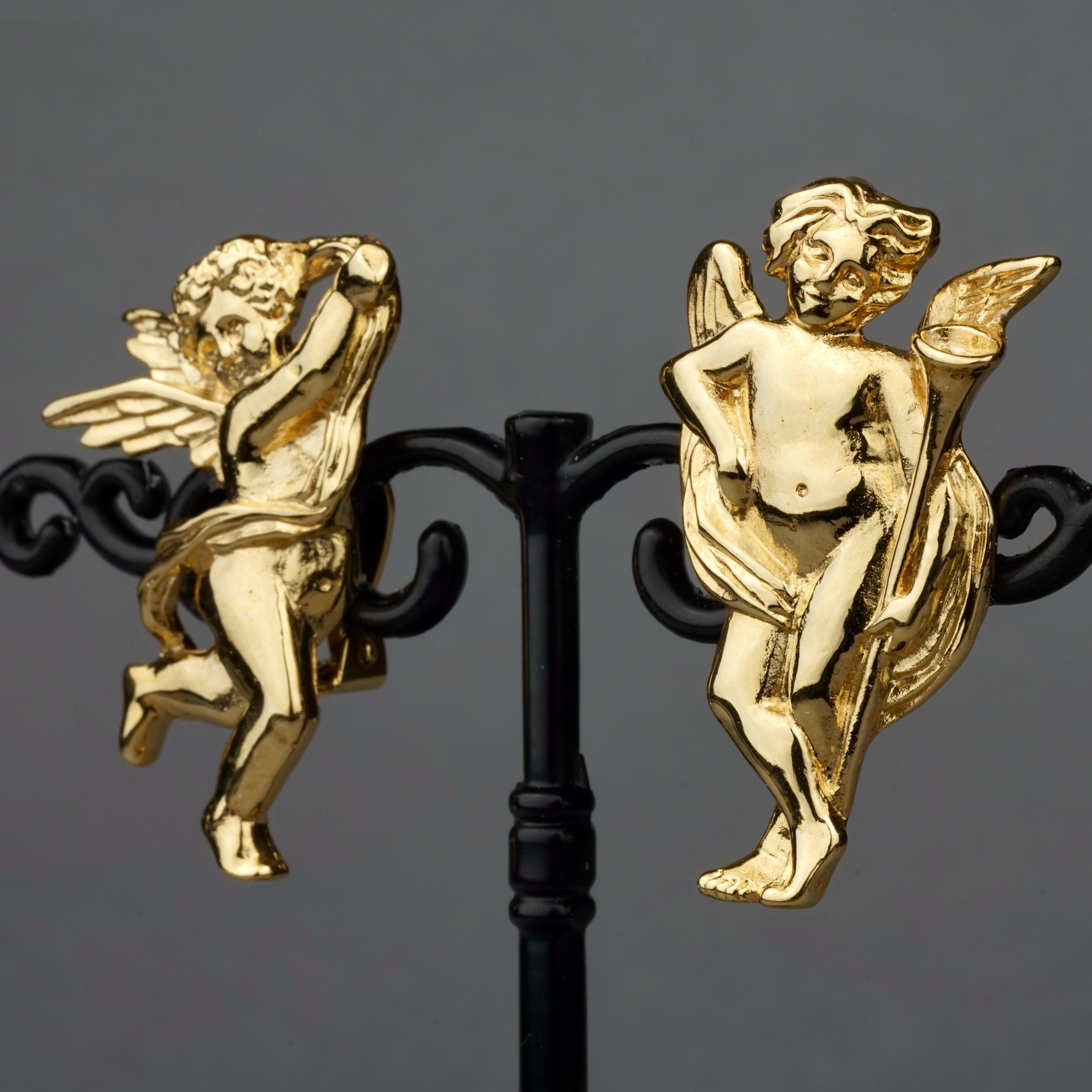 Vintage KARL LAGERFELD Sculptural Putti Cherubs Earrings 2