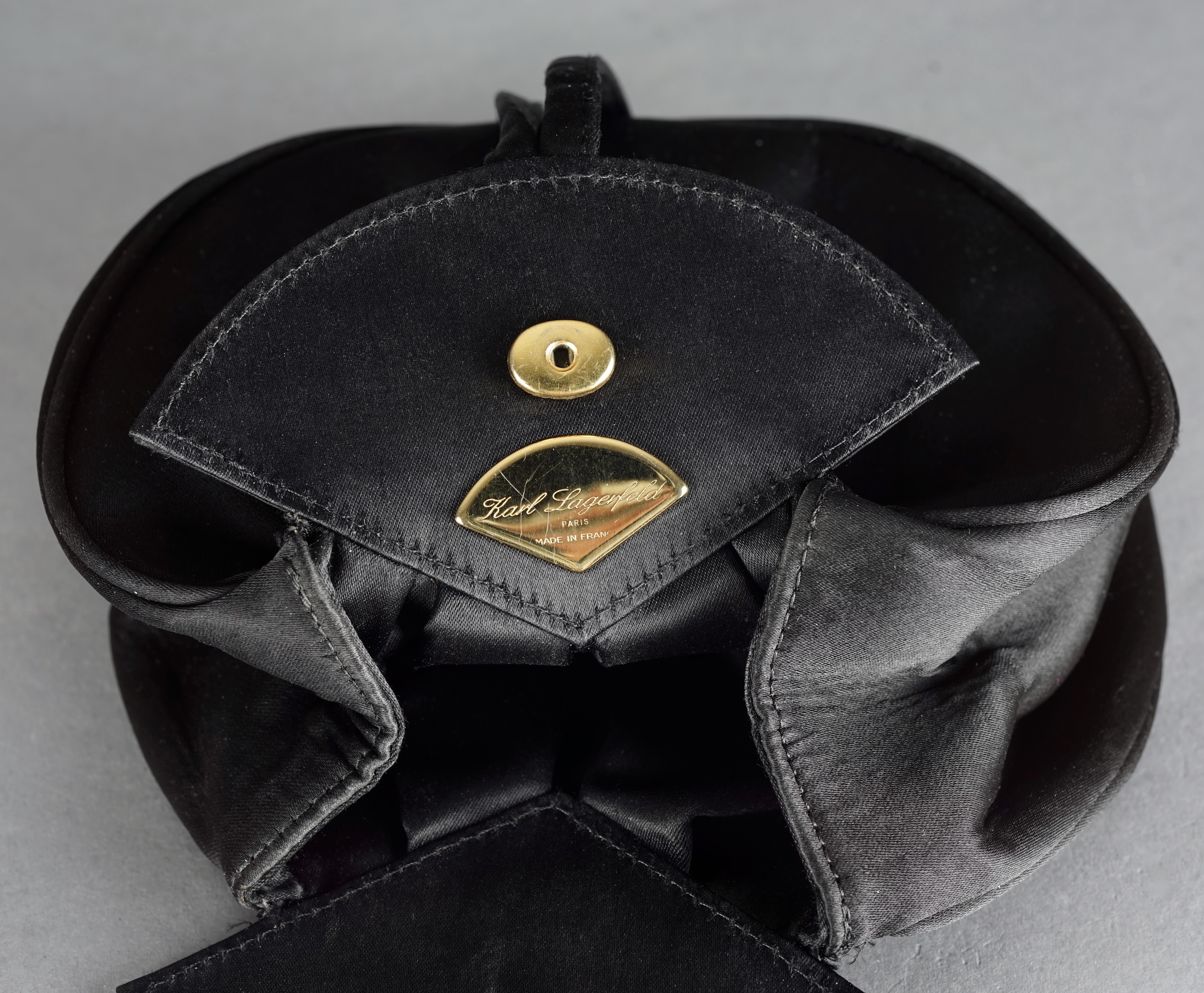 Vintage KARL LAGERFELD Silk Black Fan Top Handle Bag For Sale 6