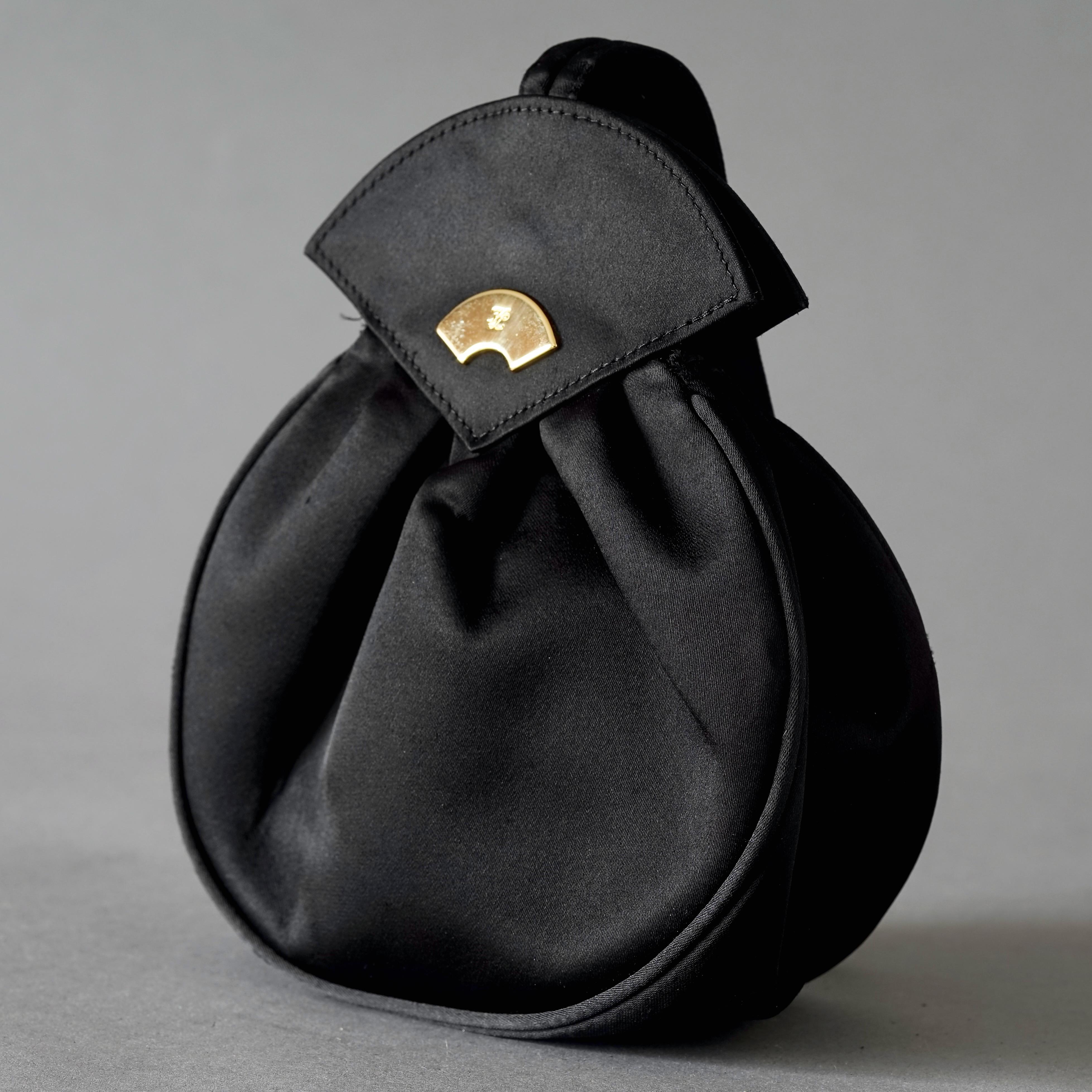 Women's or Men's Vintage KARL LAGERFELD Silk Black Fan Top Handle Bag For Sale