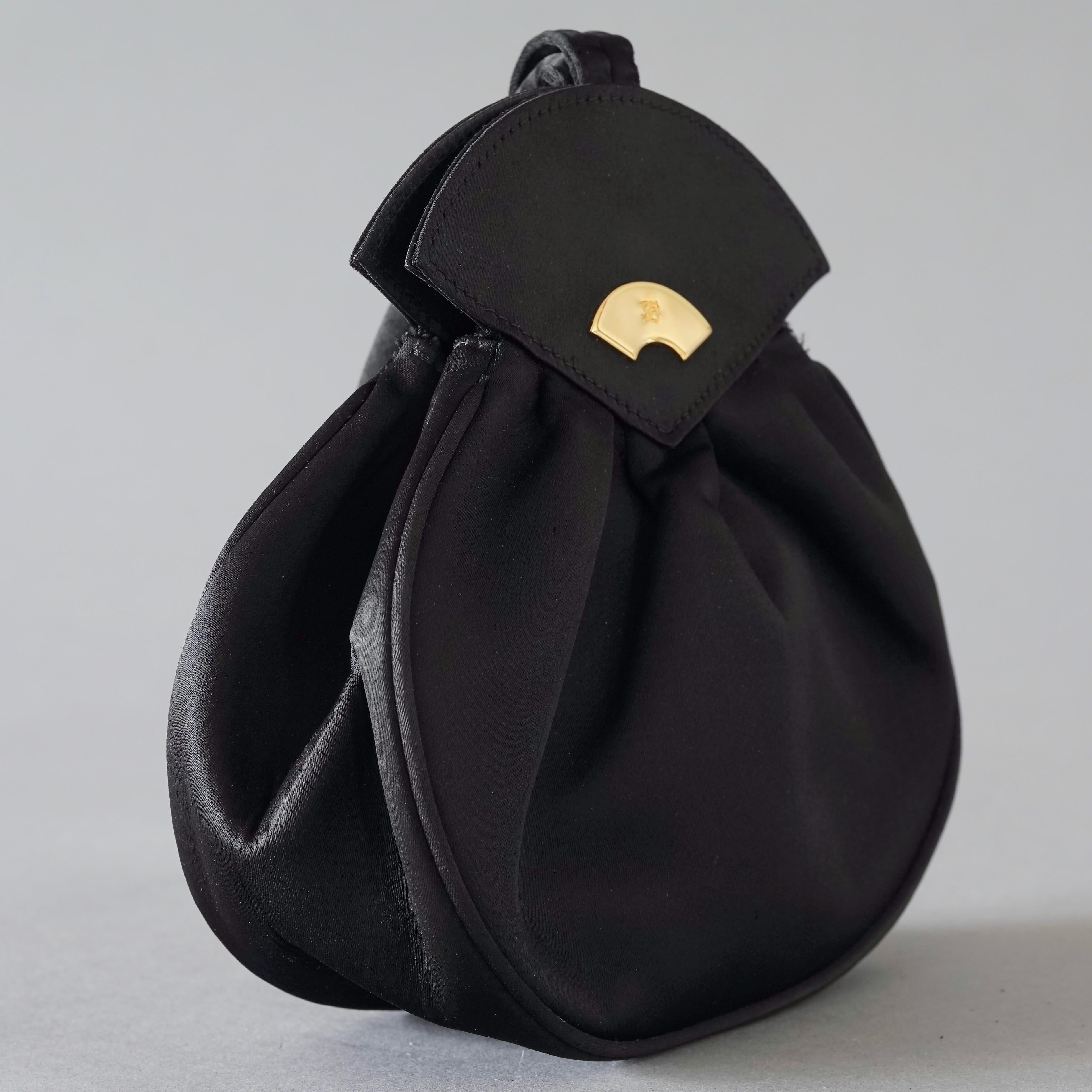 Vintage KARL LAGERFELD Silk Black Fan Top Handle Bag For Sale 1