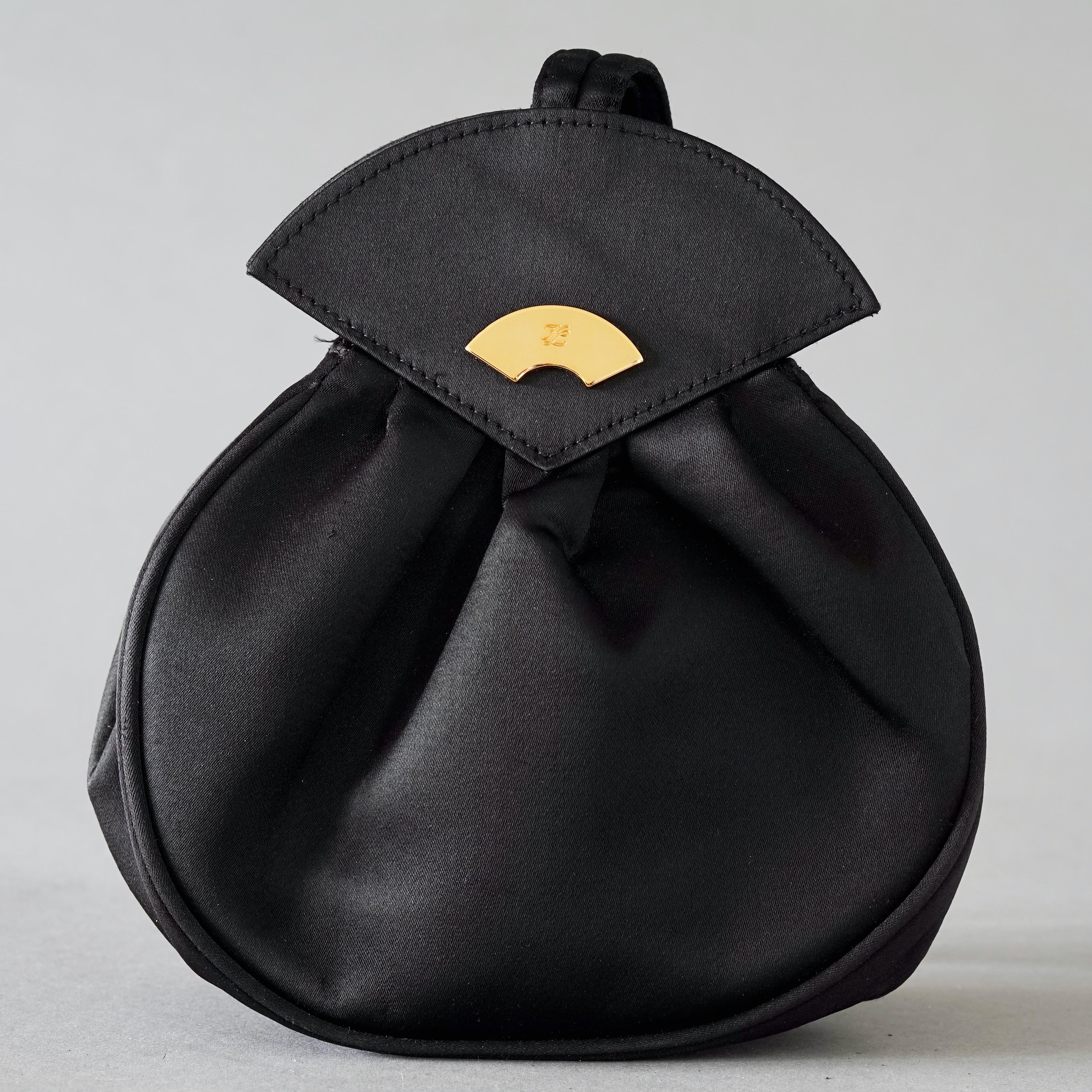 Vintage KARL LAGERFELD Silk Black Fan Top Handle Bag For Sale 2