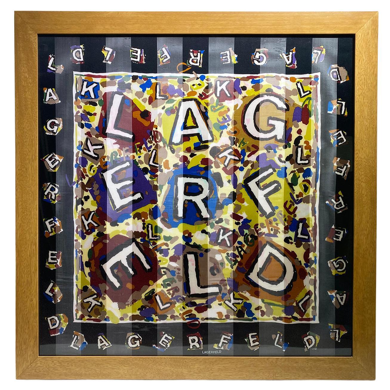 Vintage Karl Lagerfeld Silk Framed Scarf For Sale