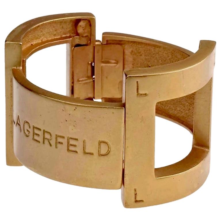 Vintage KARL LAGERFELD Spell Out Clamper Cuff Bracelet