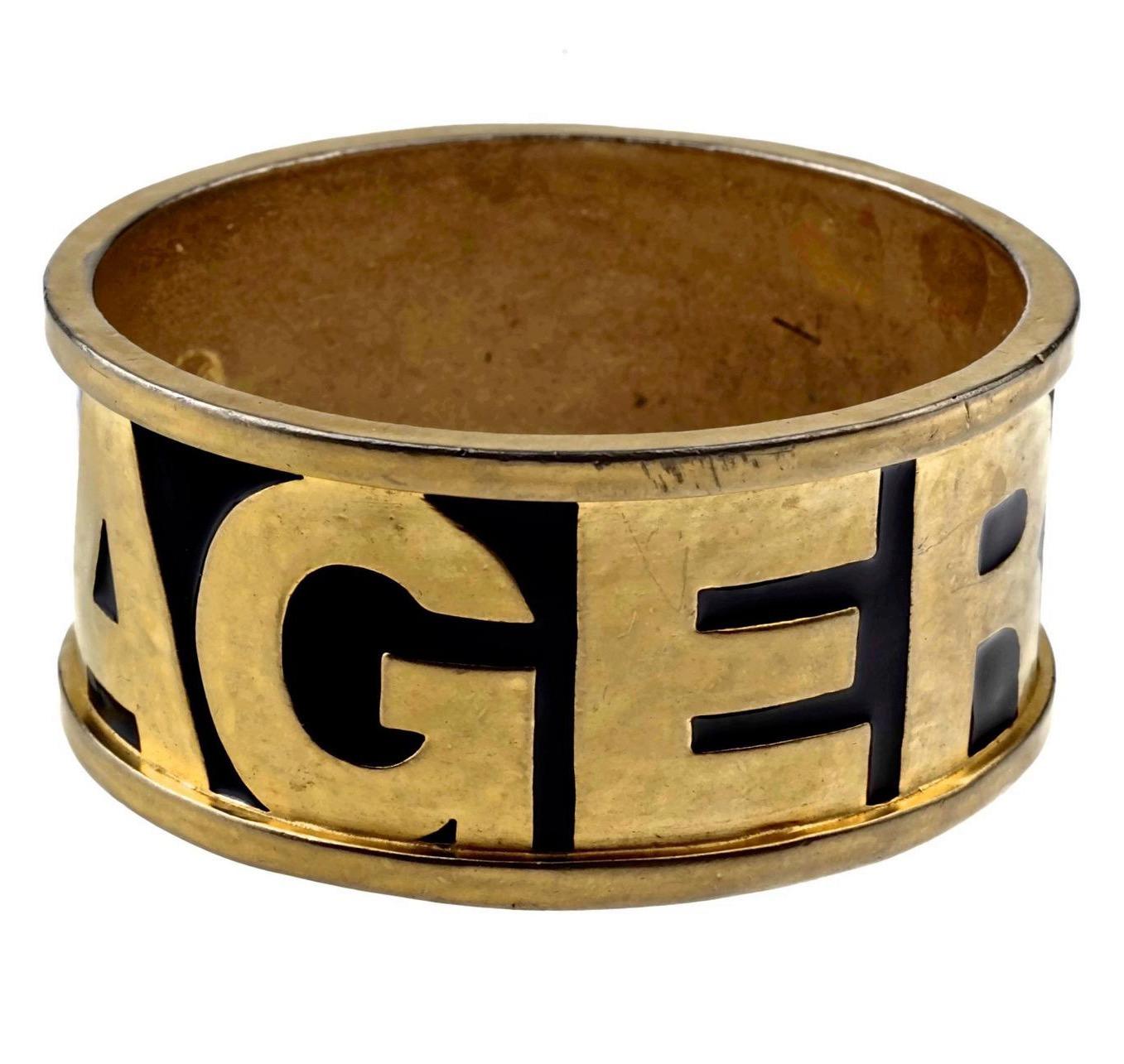 Women's or Men's Vintage KARL LAGERFELD Spelled Enamel Cuff Bracelet