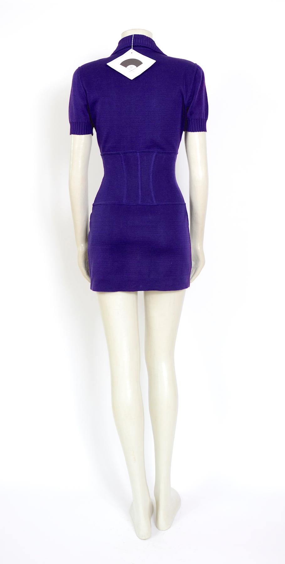 Purple Vintage Karl Lagerfeld spring summer 1995 cotton jersey corset mini dress