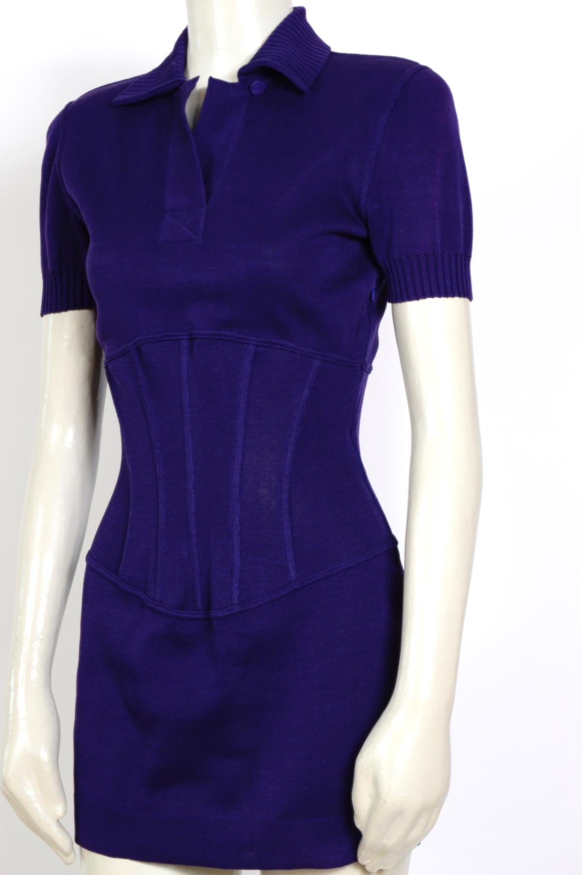 Vintage Karl Lagerfeld spring summer 1995 cotton jersey corset mini dress In Good Condition In Antwerp, BE