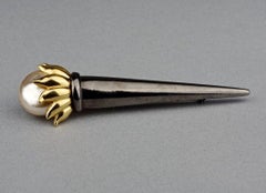 Vintage KARL LAGERFELD Torch Pearl Brooch