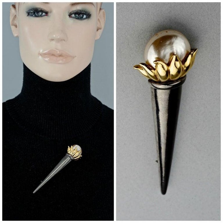 Vintage KARL LAGERFELD Torch Pearl Brooch For Sale At 1stDibs vintage-karl-lagerfeld-torch-pearl-brooch-for-sale-at-1stdibs