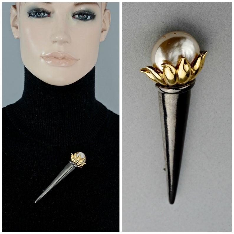 Vintage KARL LAGERFELD Torch Pearl Brooch For Sale At 1stDibs Vintage KARL LAGERFELD Torch Pearl Brooch For Sale At 1stDibs