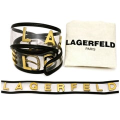 Vintage KARL LAGERFELD Transparent Gold Letter Belt