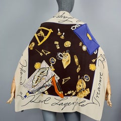Vintage KARL LAGERFELD "Treasure Island" Iconic Jewelry Print Silk Scarf