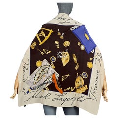 Vintage KARL LAGERFELD "Treasure Island" Iconic Jewelry Print Silk Scarf