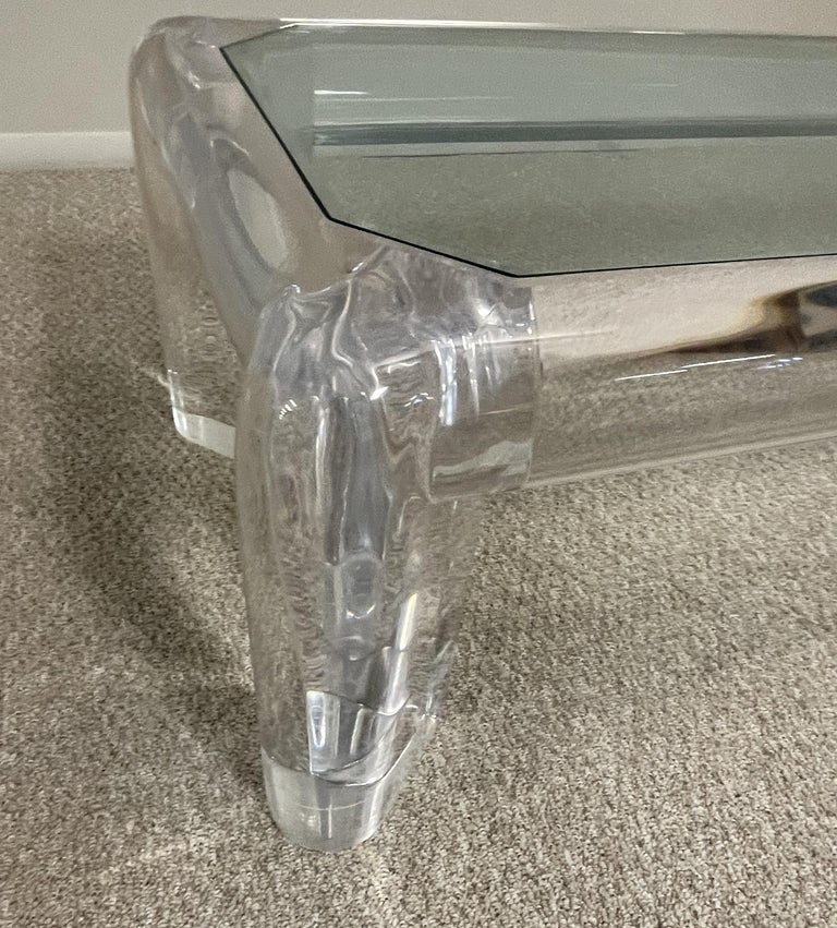 Vintage Karl Springer Acrylic and Glass Coffee Table For Sale at 1stDibs