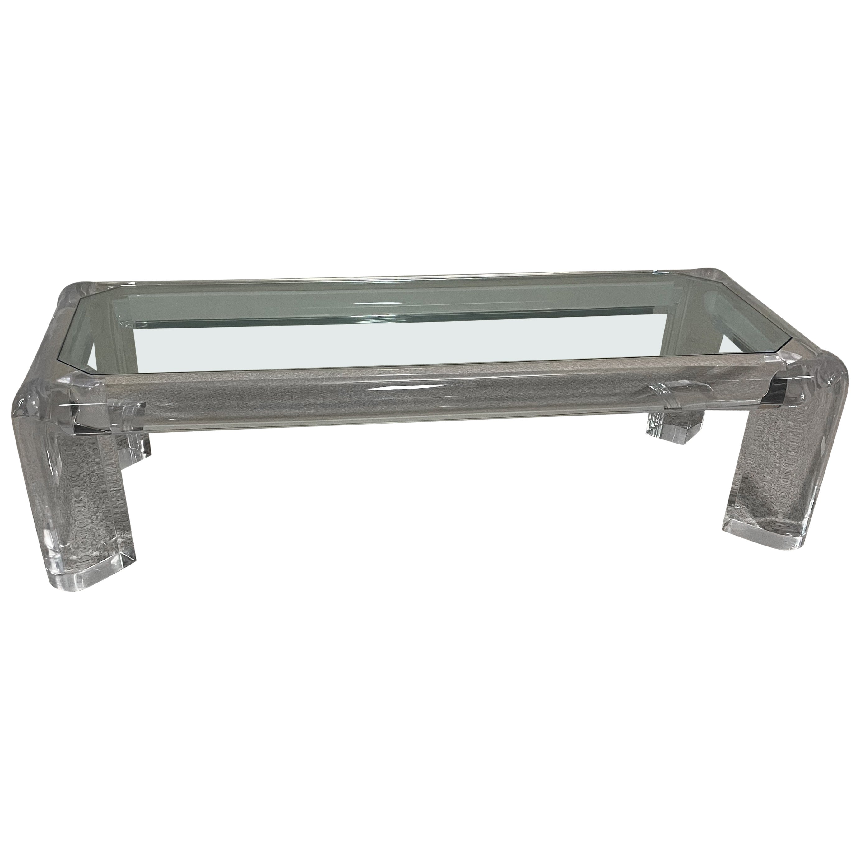 Vintage Karl Springer Acrylic & Glass Coffee Table