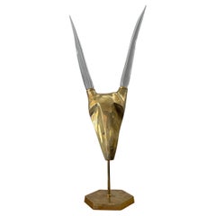 Vintage Karl Springer Attributed Gazelle Ibex Head Figure