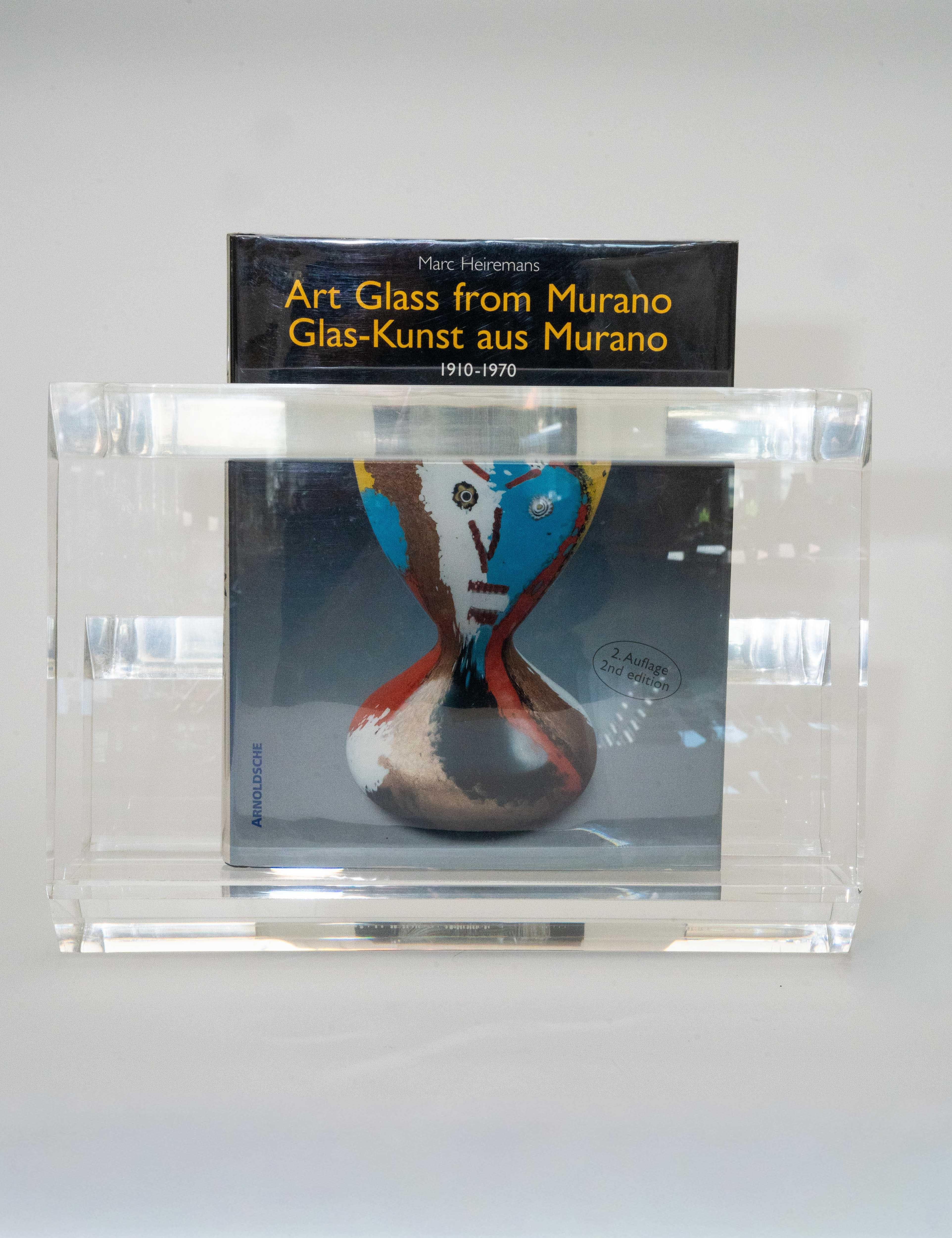 Late 20th Century Vintage Karl Springer Attributed Thick Lucite Magazine Stand For Sale