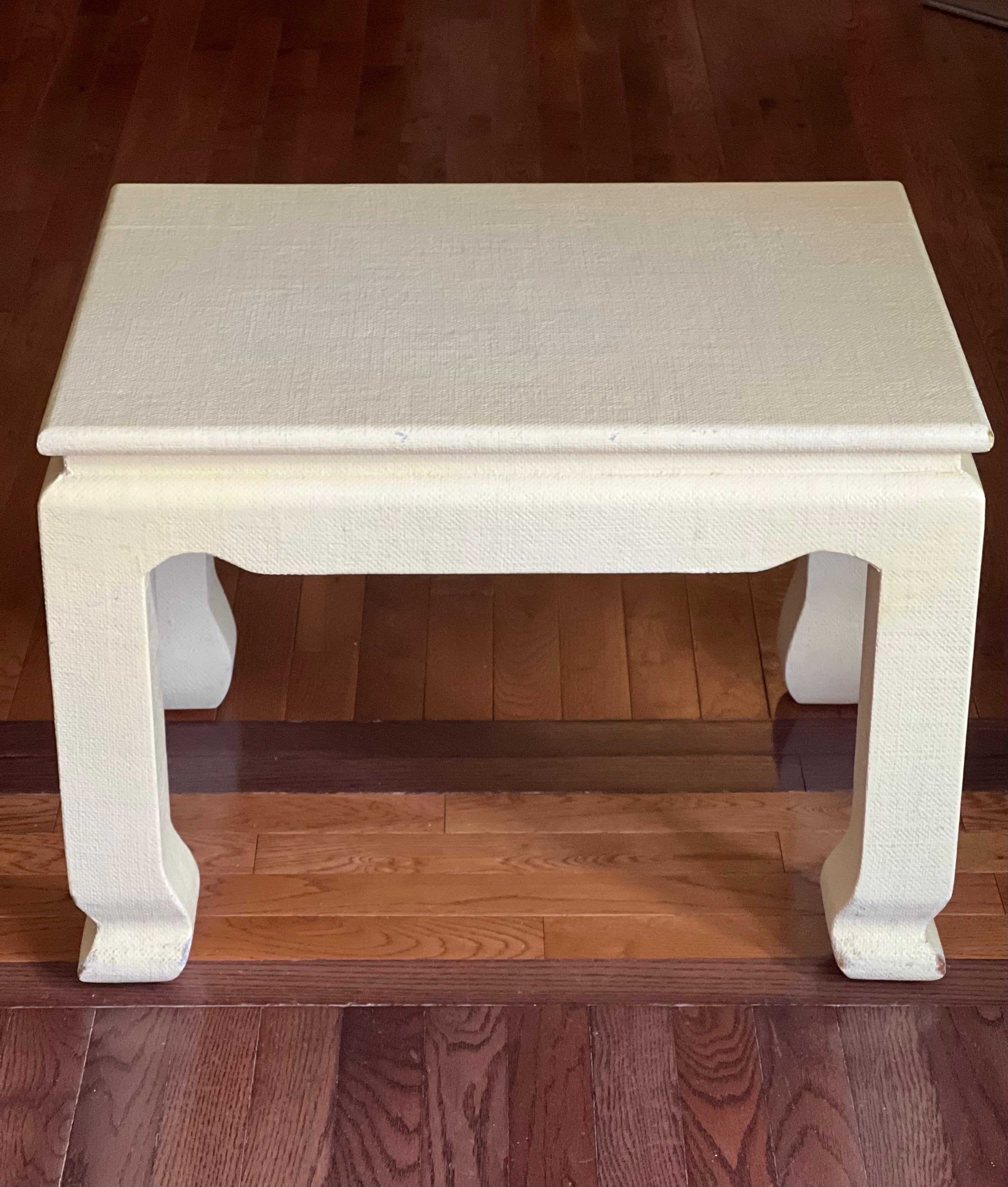 Vintage Karl Springer Canvas Wrapped Side Table In Good Condition For Sale In Doylestown, PA