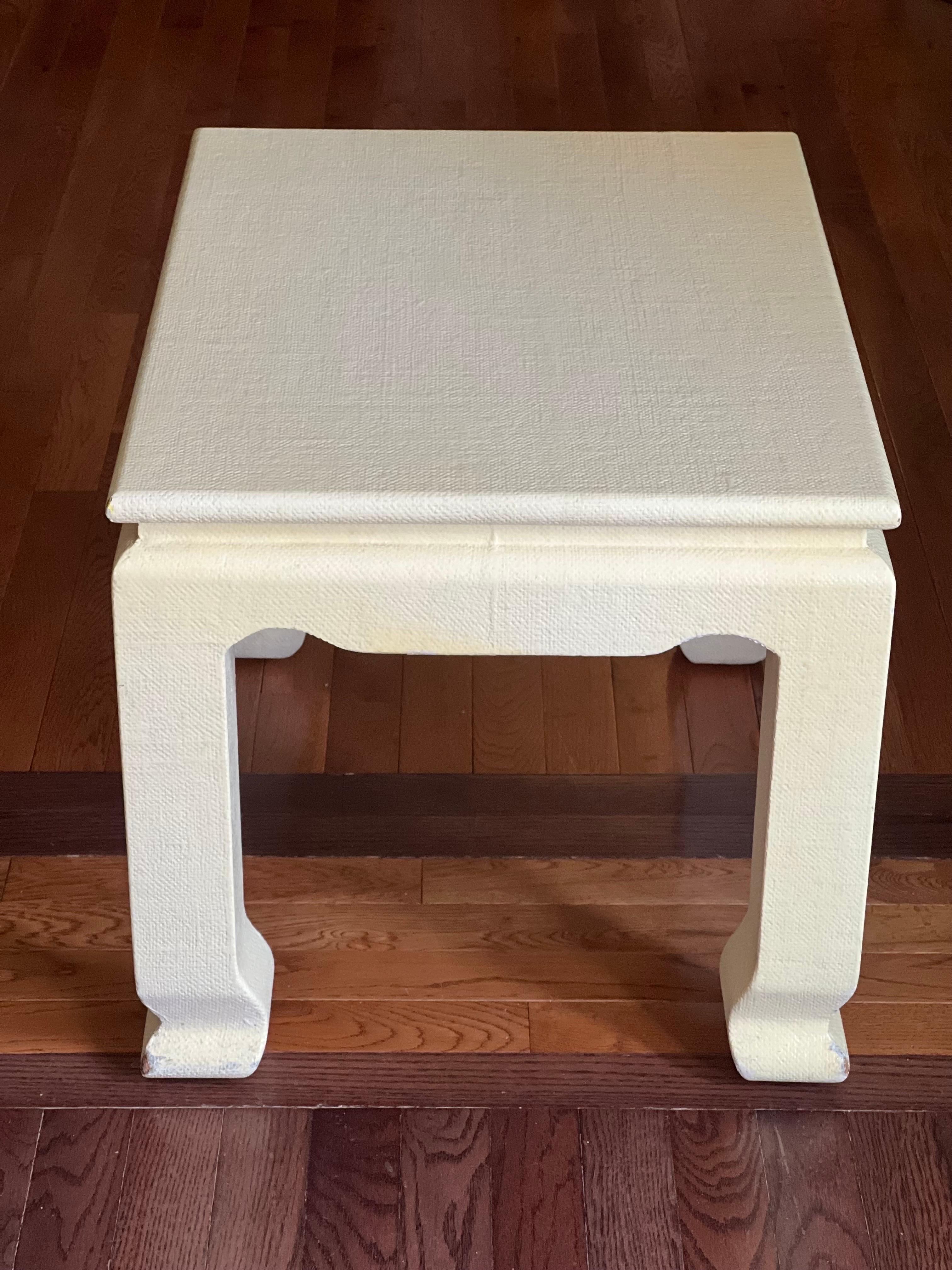 Late 20th Century Vintage Karl Springer Canvas Wrapped Side Table For Sale