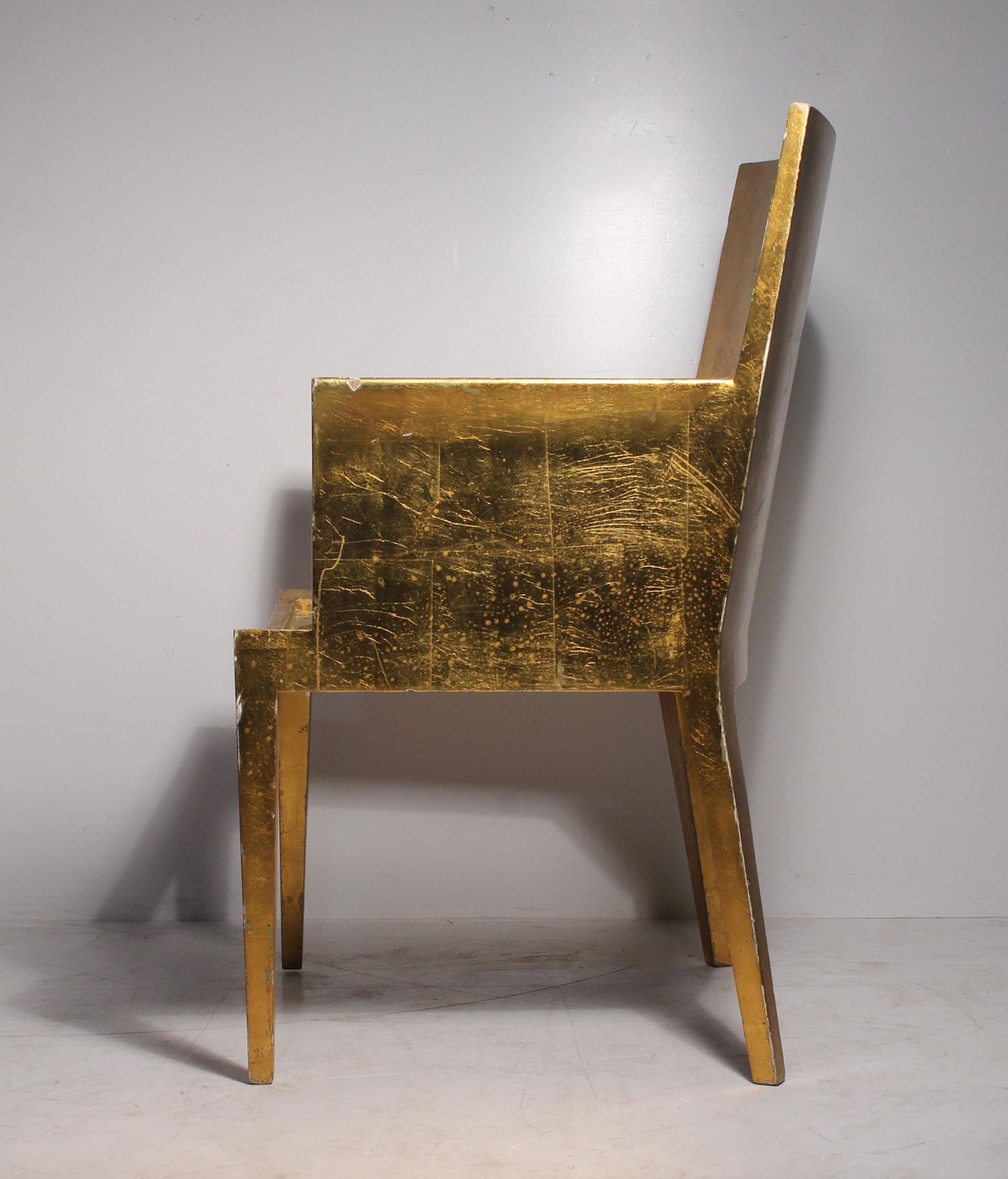 Mid-Century Modern Vintage Karl Springer JMF Armchair 'Gilt' by Enrique Garcel for Jimeco For Sale