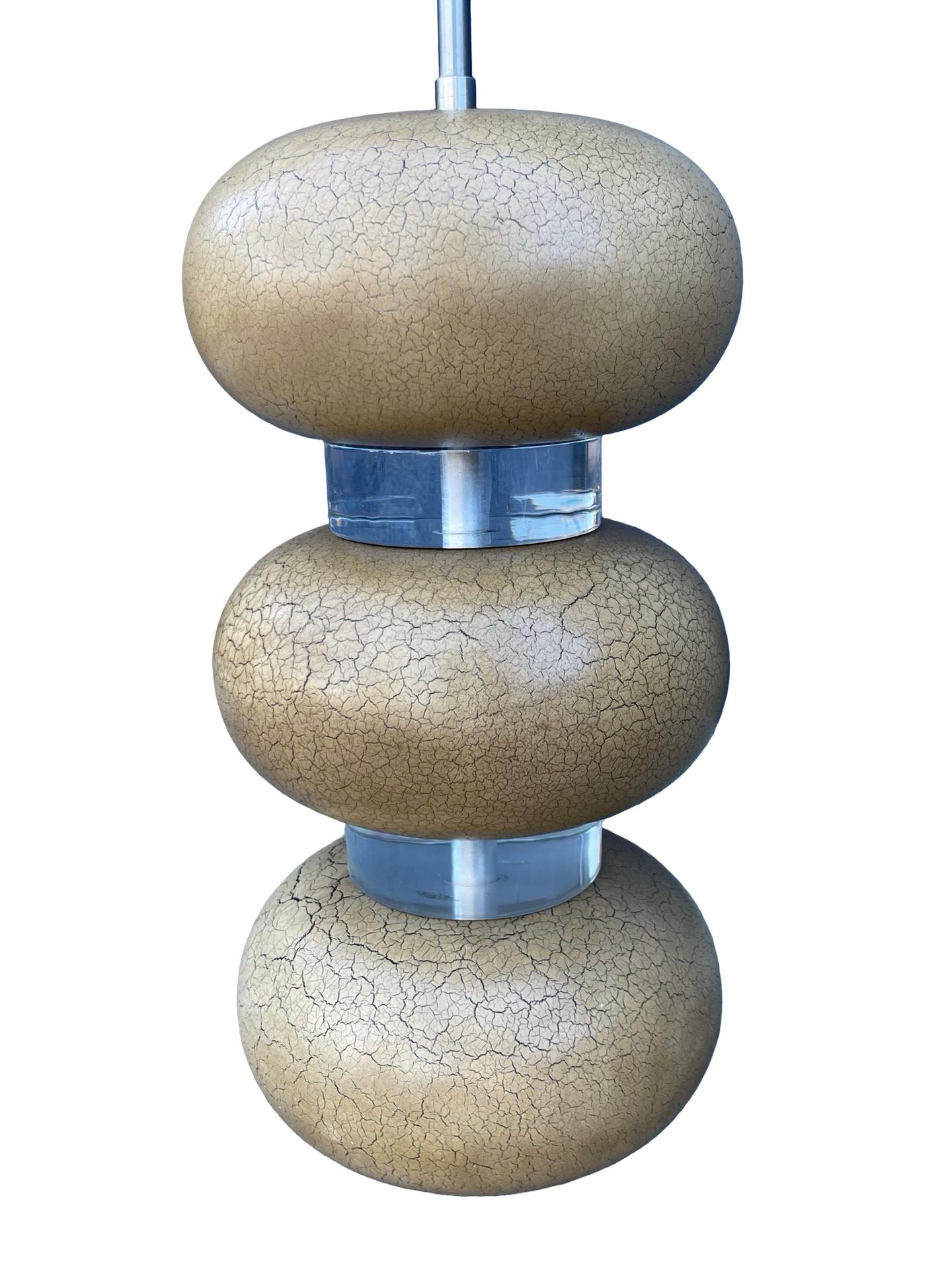 Vintage Karl Springer Lucite and Crackle Painted Table Lamps, 1970s Estadounidense en venta