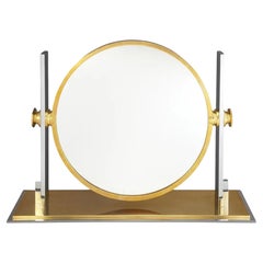 Vintage Karl Springer Mid Century Modern Chrome & Brass Table Mirror
